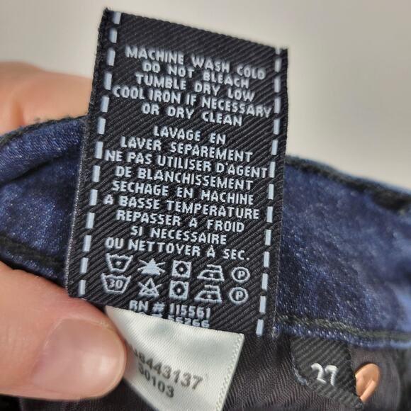 7 For All Mankind b(air) The Ankle Skinny Jeans Side Step Raw Hem Bach Size 27 - Picture 11 of 15